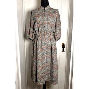 Junefun Onward Vintage 70s-80s Japanese Midi Dress M/L  Abstract Print Rare Find
